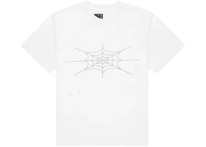 Sp5der Rhinestone Silk Tee White - product view 2