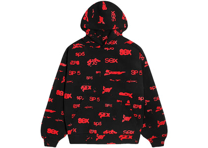 Sp5der Sex AOP Hoodie Black - apparel view 2
