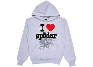 Sp5der Souvenir Hoodie Heather Grey - authentic Sp5der apparel