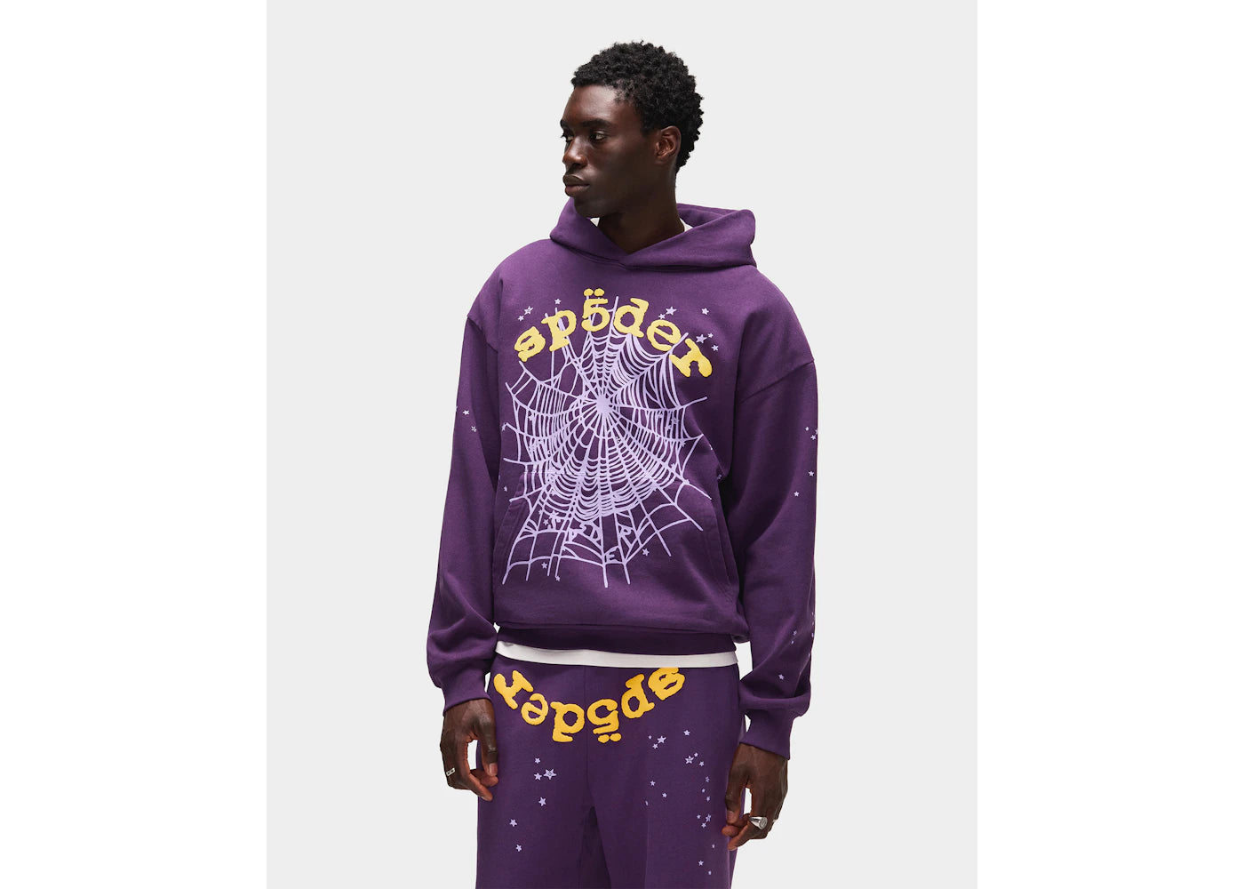 Sp5der Star OG Web V2 Hoodie Lila - vue secondaire B
