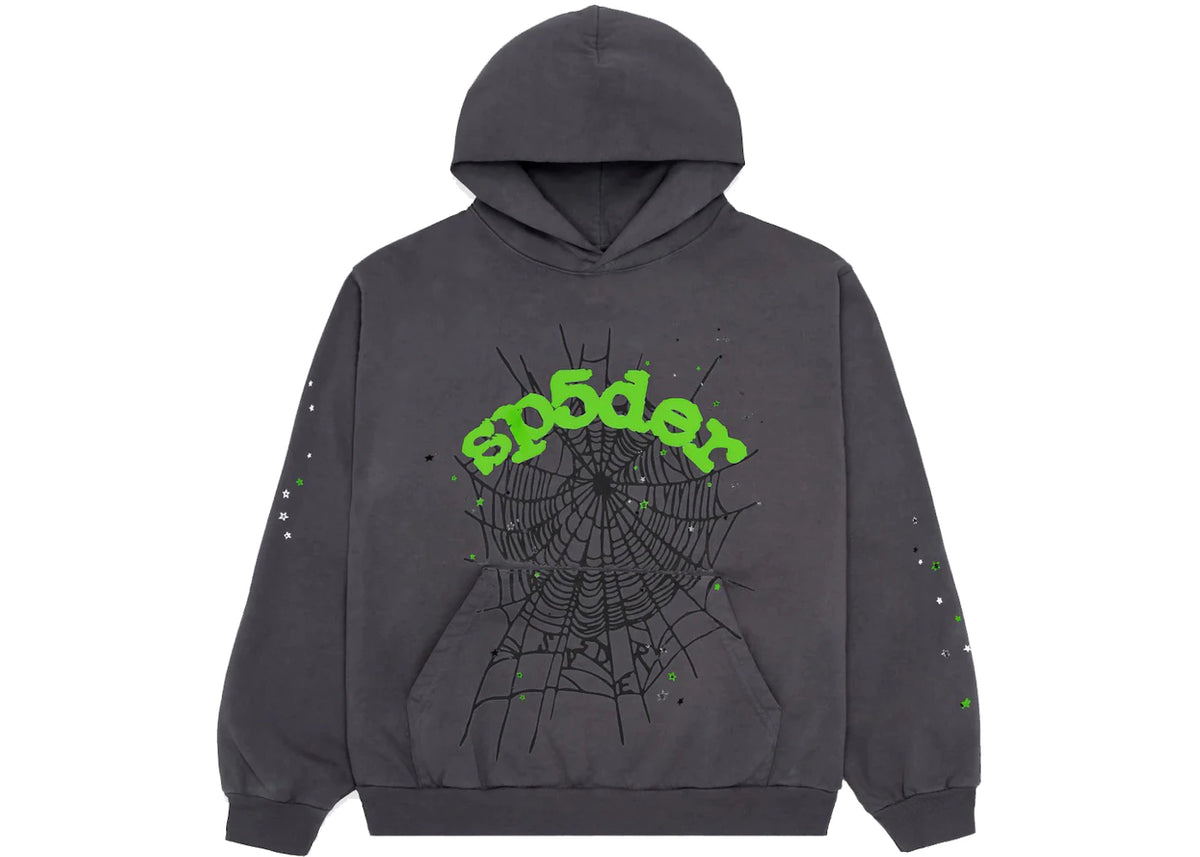 Sp5der Wait Web Hoodie Slate Grey - vue 360