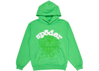 Sp5der Rhinestone Web Hoodie Limettengrün