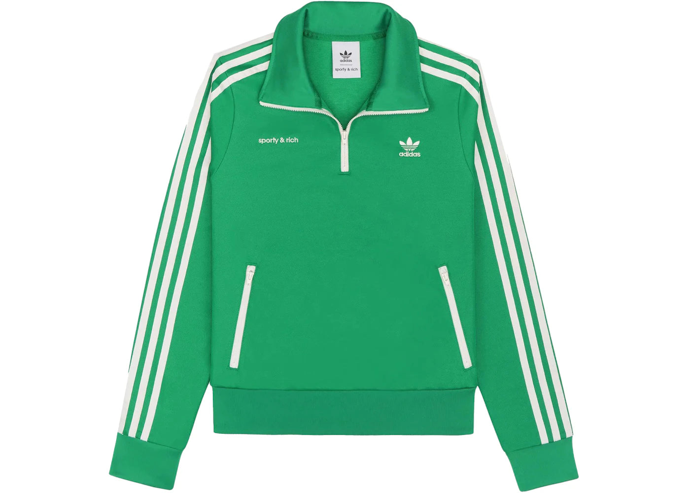 Sporty &amp; Rich x adidas Trainingsjacke mit Viertelreißverschluss, Jolly Green/Creme - vue 360
