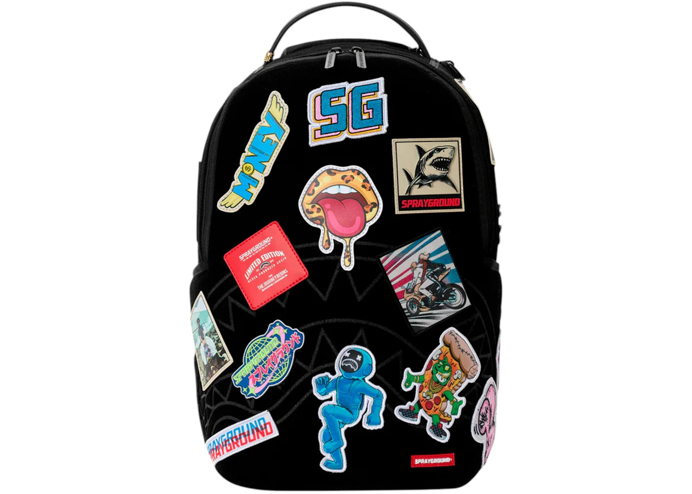 Sprayground Bunch of Velcro Patches To Make Your Backpack Multicolor - vue 360