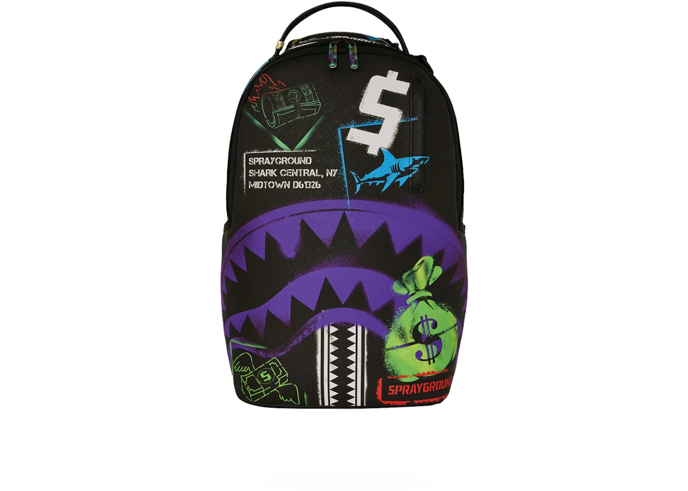 Sprayground Shark Central Stencils DLXSV Backpack Black/Purple - vue secondaire A