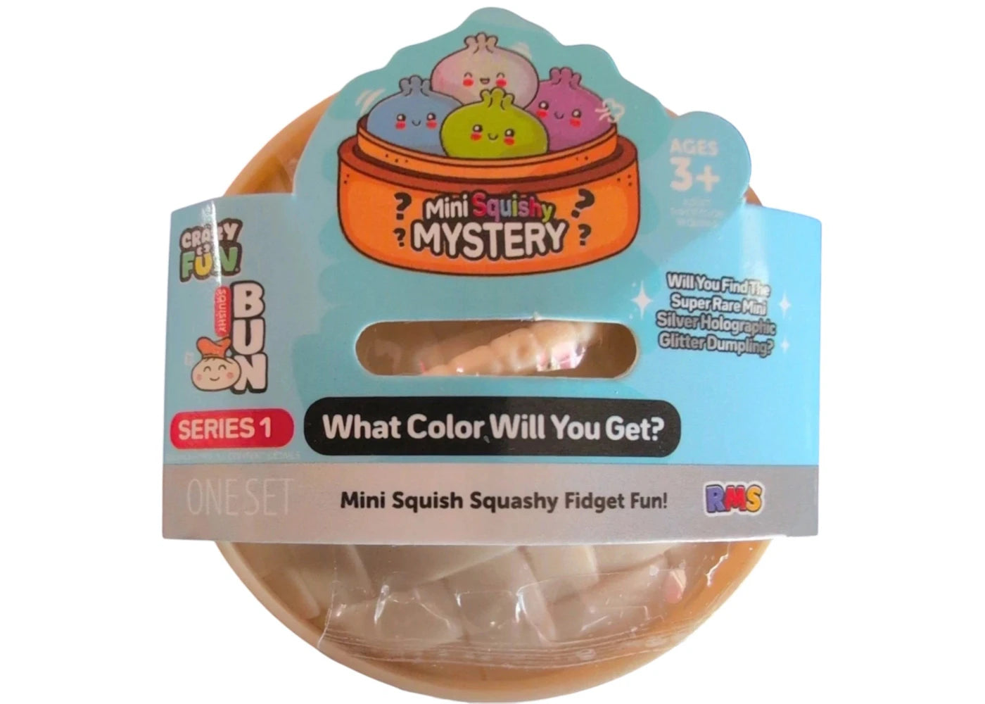 Squishy Bun Mini Squishy Mystery Squishy Series 1 "Dumpling" (Silver Holographic Glitter Chase Version) Blind Box - vue 360
