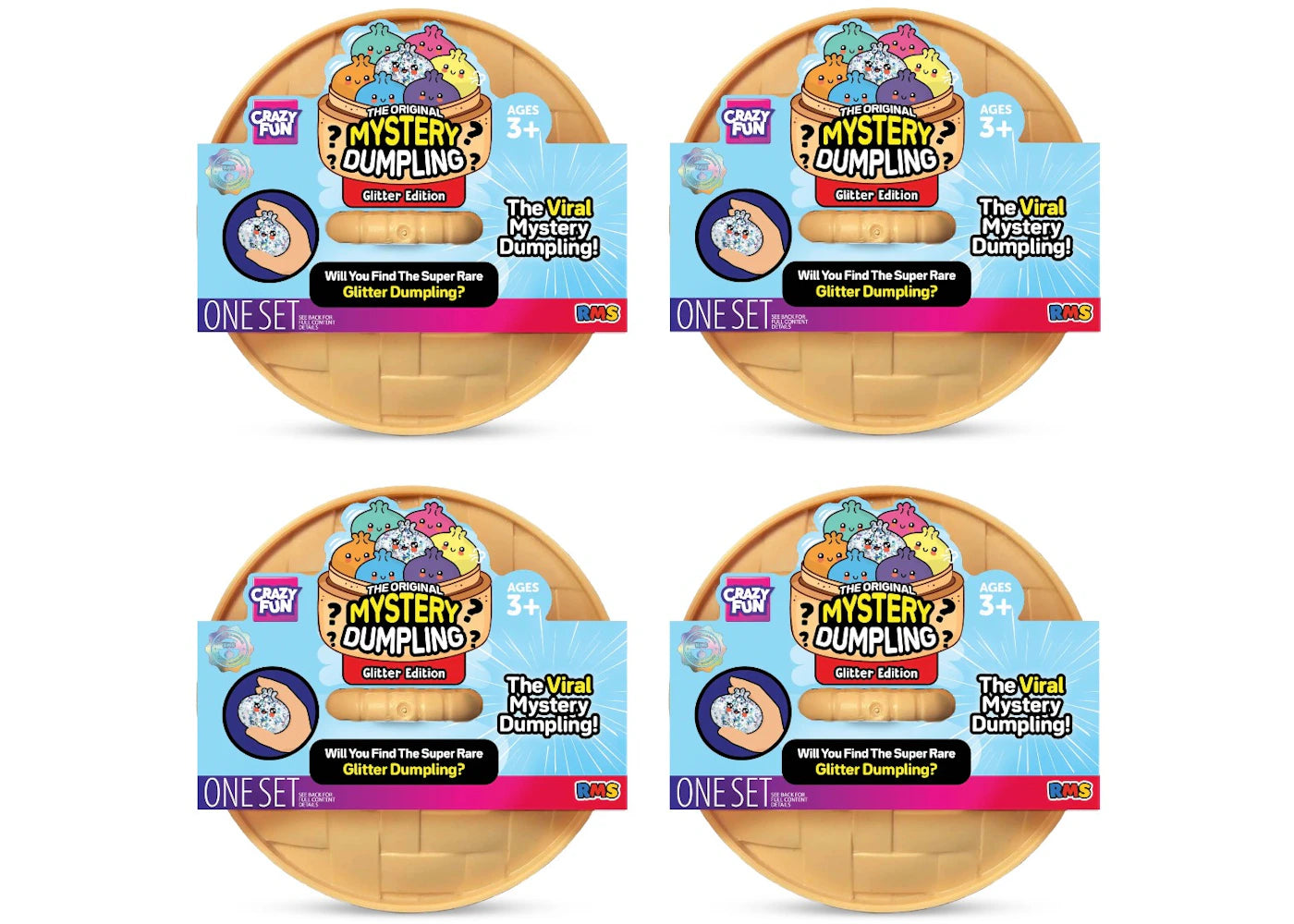 Squishy Bun The Original Mystery Dumpling Glitter Edition Blind Box 4x Lot - vue 360