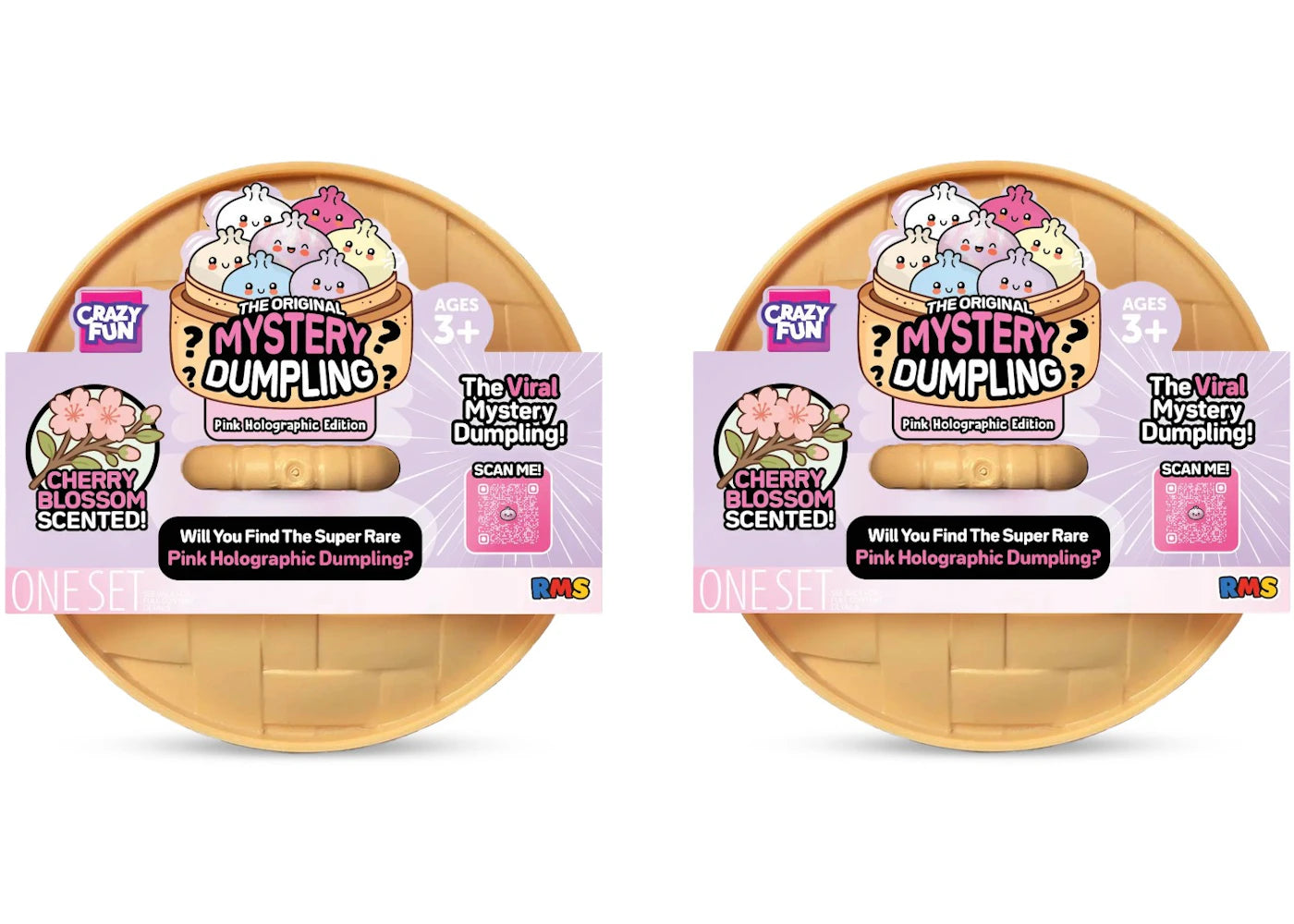 Squishy Bun The Original Mystery Dumpling Pink Holographic Edition Blind Box 2x Lot - vue 360