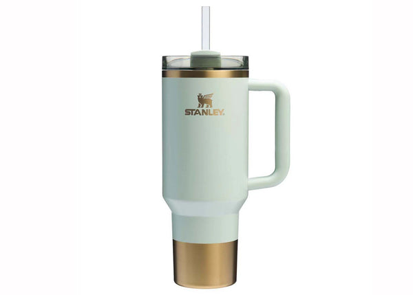 Stanley Comfort & Joy Collection Flowstate Holiday Quencher 40oz Tumbler Gilded Celadon