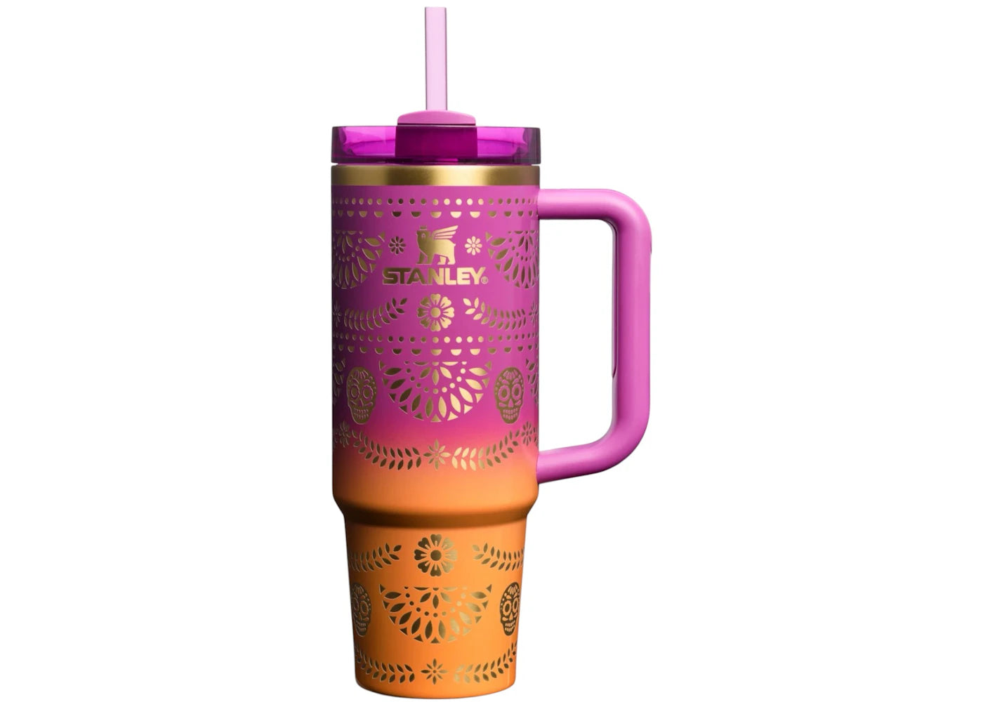 Stanley Dia de Muertos Quencher H2.0 FlowState 30oz Tumbler Sunrise Catrina sneakers - authentic Stanley shoes