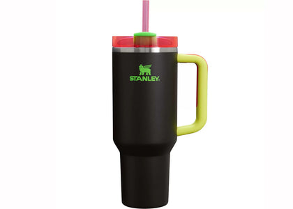 Stanley The Spring Fling Collection Flowstate Quencher 40oz Tumbler Black Neon - authentic Stanley product