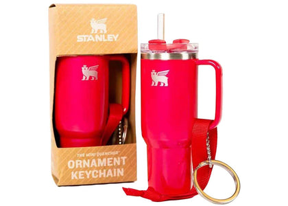 Stanley Water Bottle Keychain Christmas Tree Ornament Strawberry Red Shimmer - authentic Stanley product