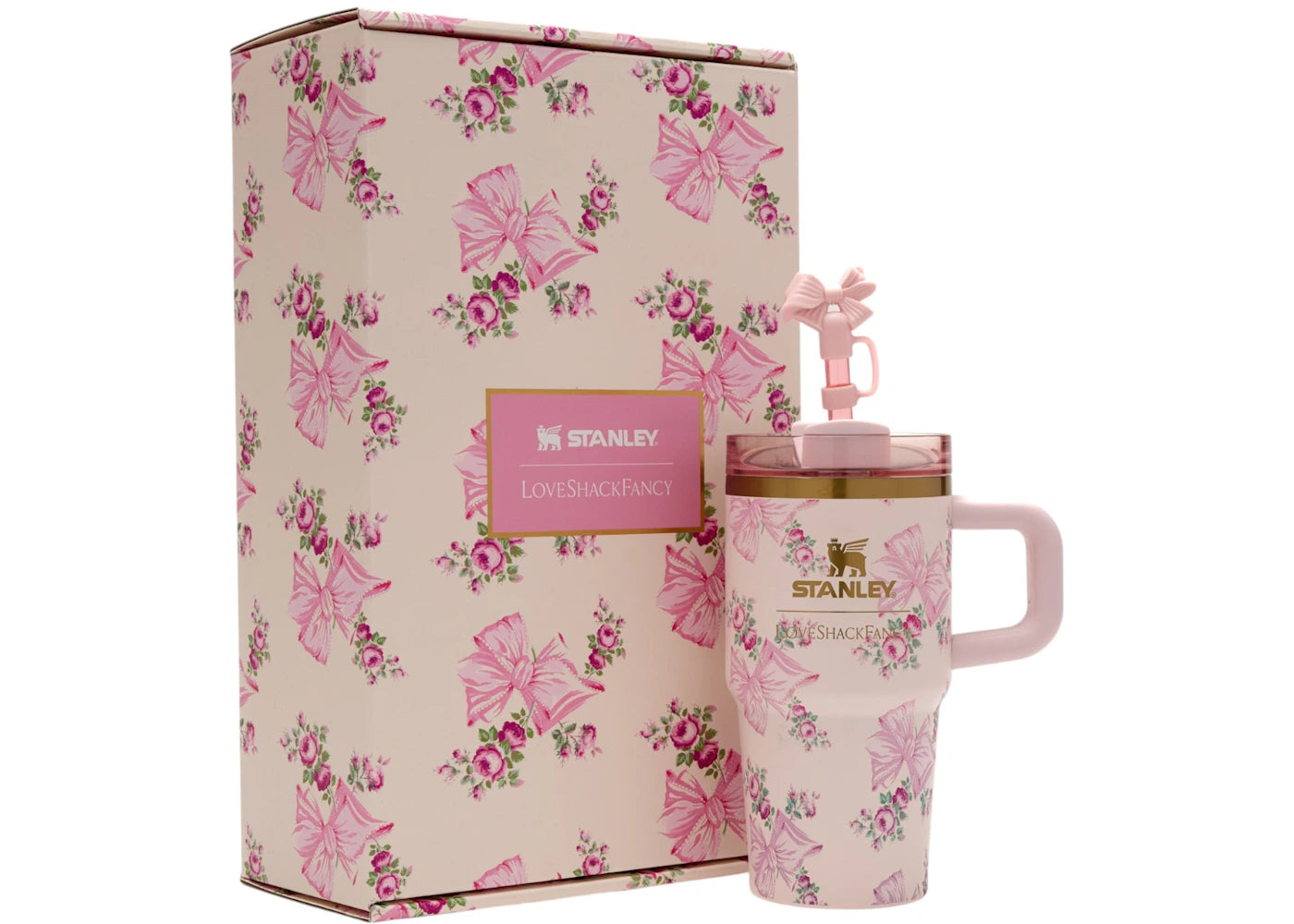 Stanley x LoveShack Fancy Flowstate Quencher 20oz Becher Pink Mink