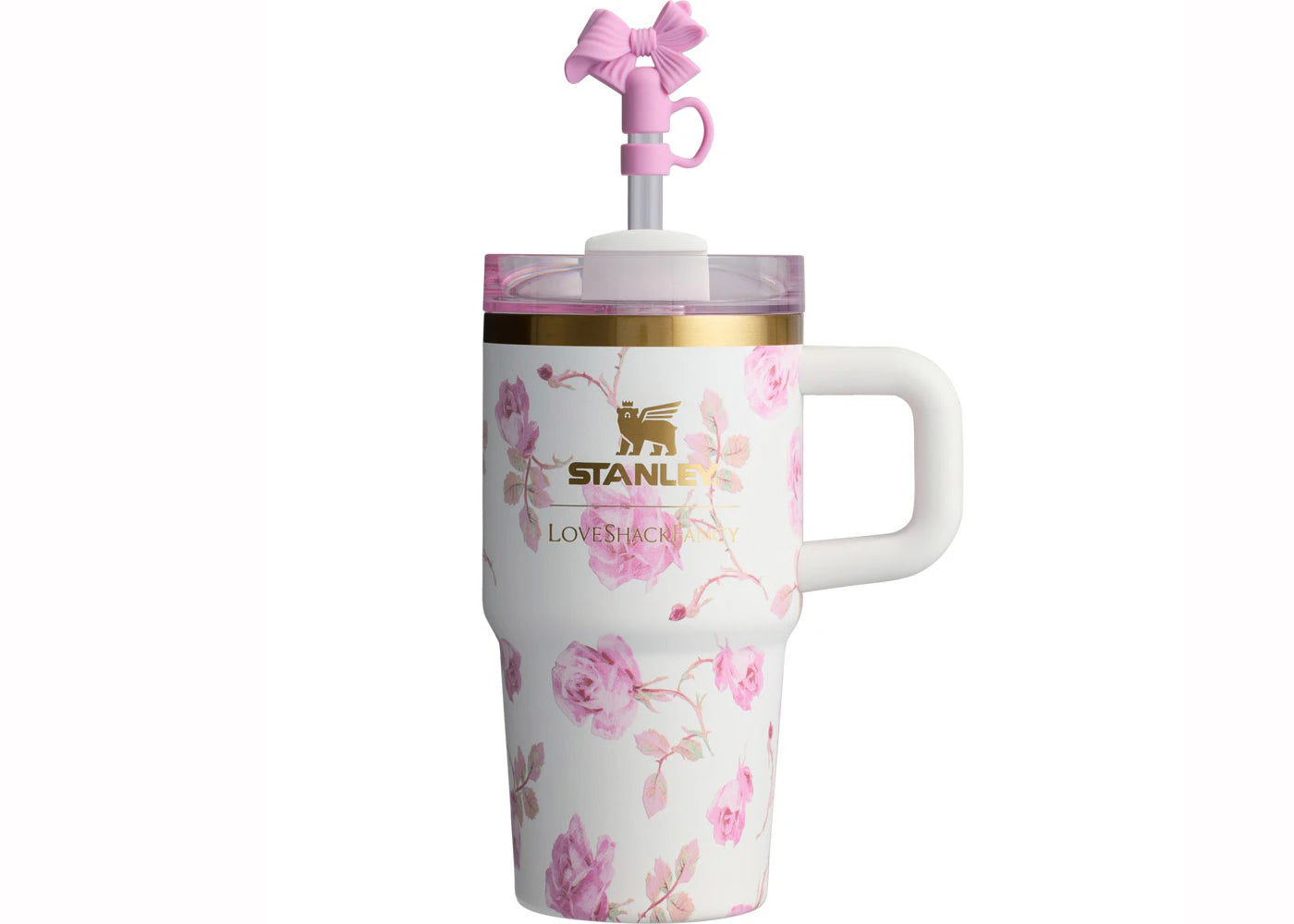 Stanley x LoveShack Fancy Flowstate Quencher 20oz Tumbler RibbonRosa - vue 360