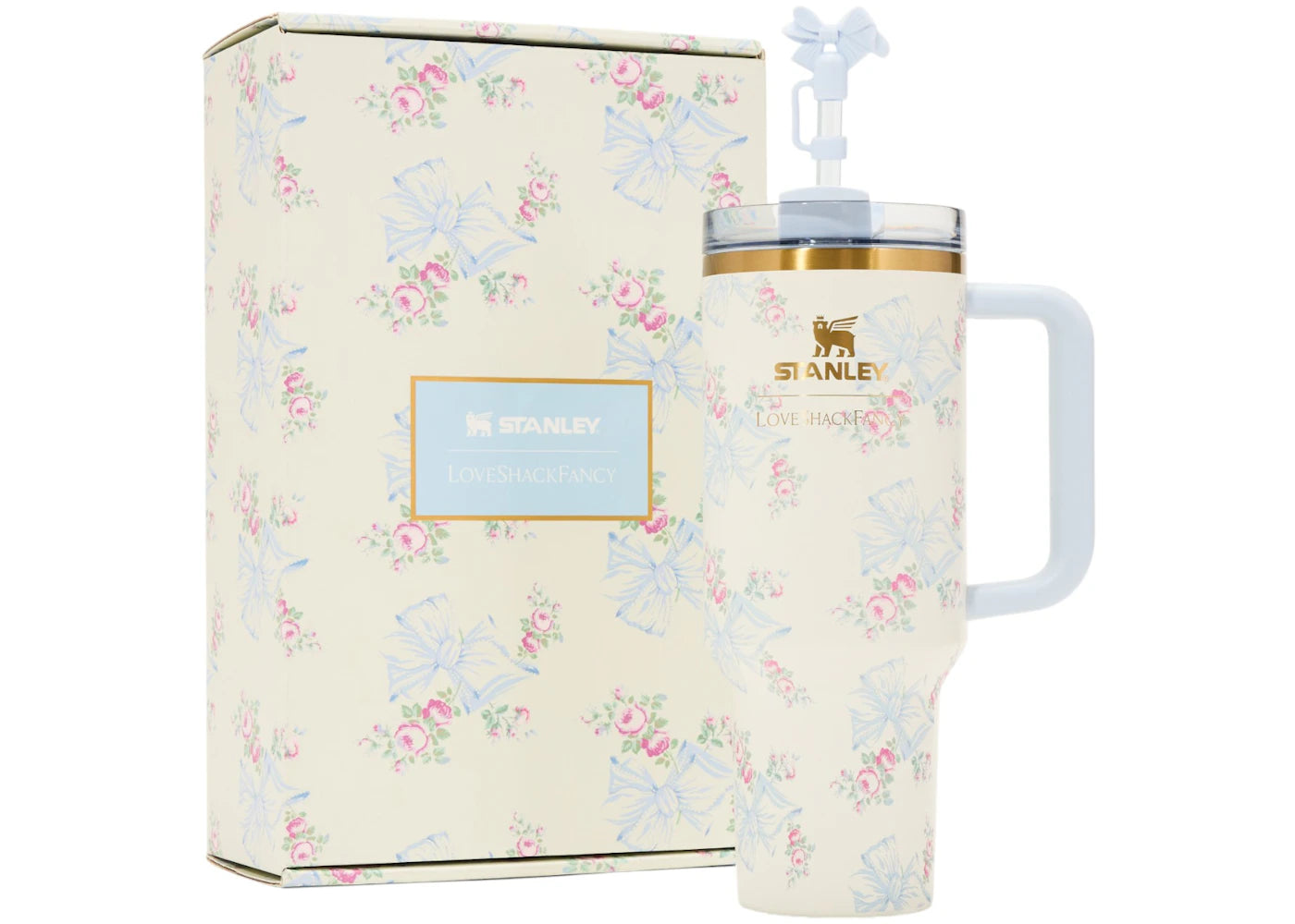 Stanley x LoveShack Fancy Flowstate Quencher 40oz Becher Pastellblau - vue 360