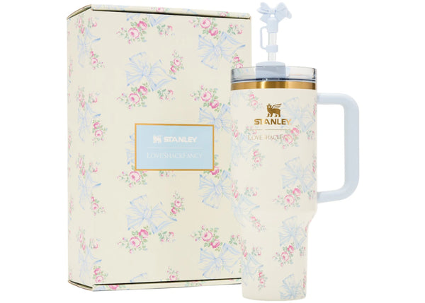 Stanley x LoveShackFancy Flowstate Quencher 40oz Tumbler Pastel Blue sneakers - authentic Stanley shoes