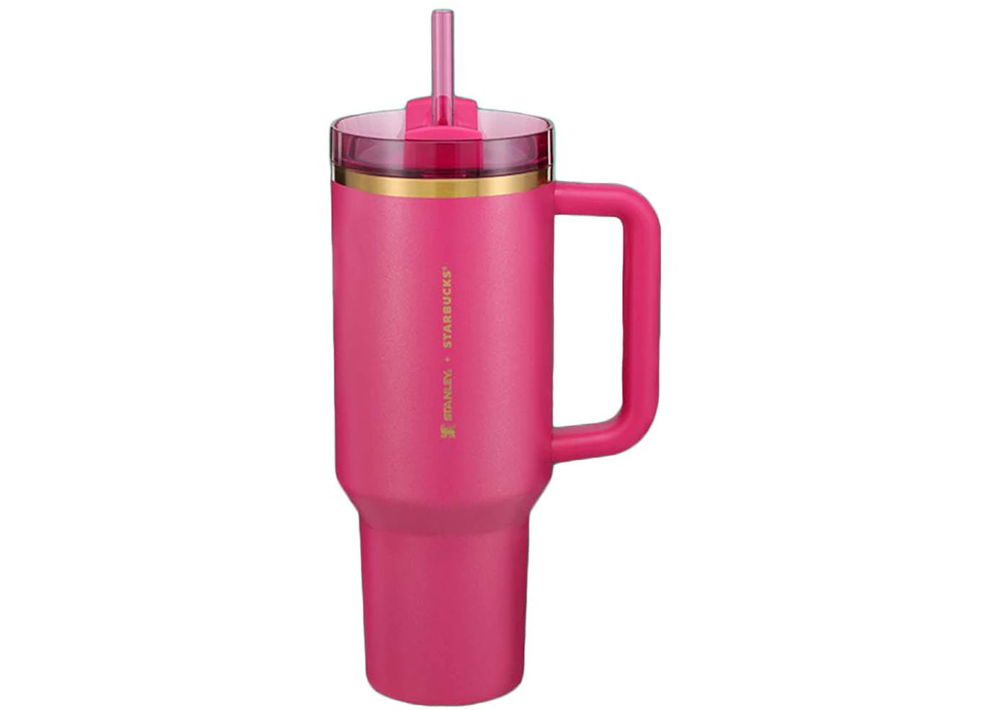 Stanley x Starbucks Exklusiver Flowstate Quencher 40oz Becher, Beerenrosa Glitzer
