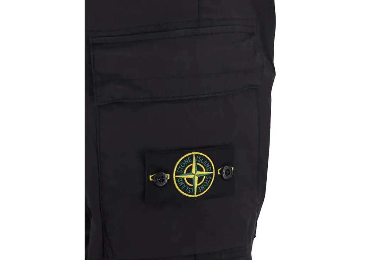 Stone Island 31303 Stretch Cotton Tela 'Paracadute' Garment Dyed Cargo Pants Black - vue secondaire B