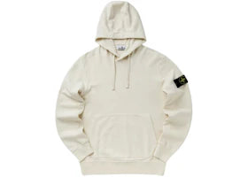 Stone Island 6100062 Organic Cotton Fleece Regular Fit Hooded Sweatshirt Ivory - vue 360