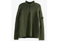 Stone Island Long Sleeves Half Zip Ribbed Polo Shirt Military Green