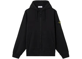 Stone Island Organic Cotton Fleece Regular Fit Zip-Up Sweatshirt Black
