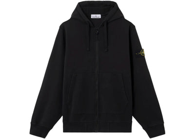 Stone Island Organic Cotton Fleece Regular Fit Zip-Up Sweatshirt Black