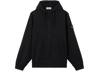 Stone Island Organic Cotton Fleece Regular Fit Zip-Up Sweatshirt Black - apparel view 2