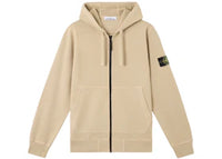 Stone Island Organic Cotton Fleece Regular Fit Zip-Up Sweatshirt Desert