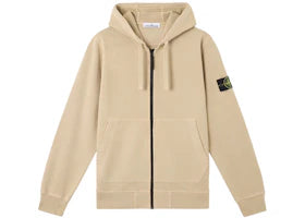 Stone Island Organic Cotton Fleece Regular Fit Zip-Up Sweatshirt Desert - authentic Stone Island apparel