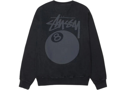 Stussy 8 Ball Pigment Dyed Crew Black - authentic Stussy product