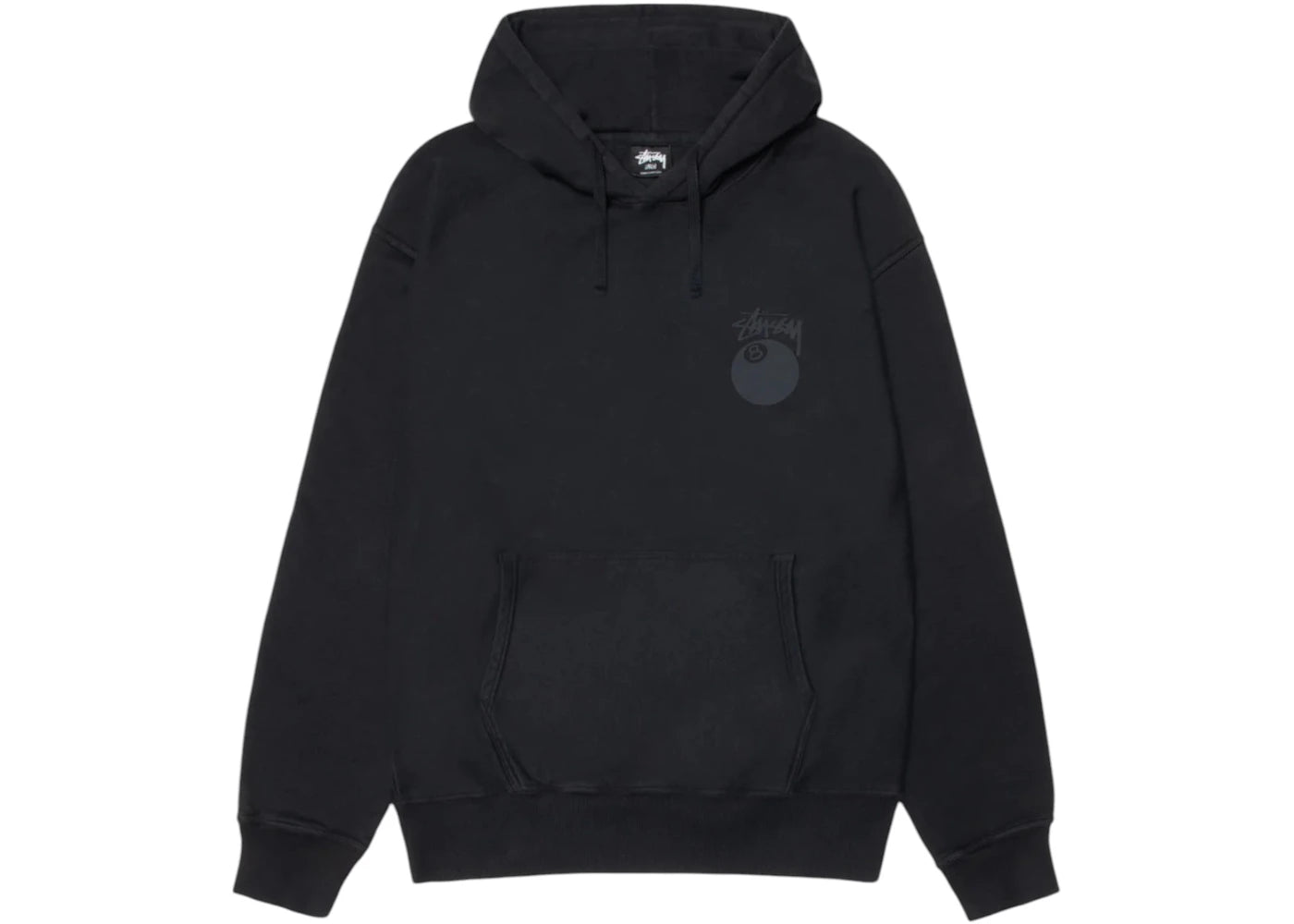 Stussy 8 Ball Pigment Dyed Hoodie Black - vue secondaire B