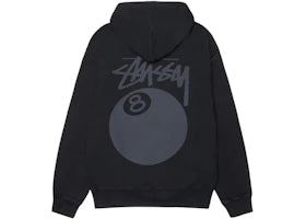 Stussy 8 Ball Pigment Dyed Hoodie Black - vue 360