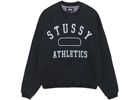 Stussy Athletics Crew Washed Black - vue 360