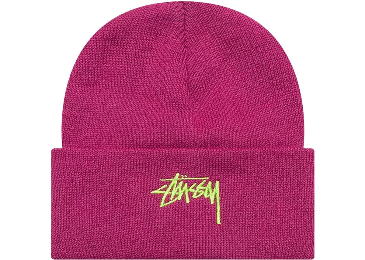 Stussy Basic Cuff Beanie Magenta - vue secondaire A