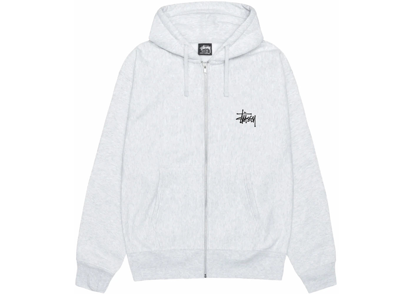 Stussy Basic Stussy Zip Hoodie Ash Heather - vue 360