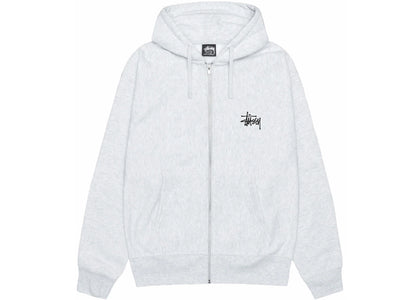 Stussy Basic Stussy Zip Hoodie Ash Heather - authentic Stussy apparel