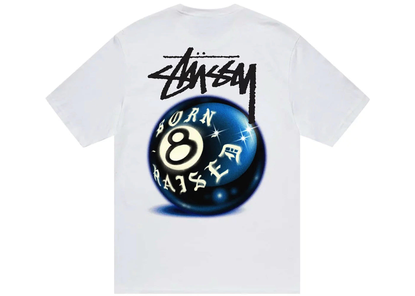 Stussy Born X Raised 8 Ball Tee Weiß