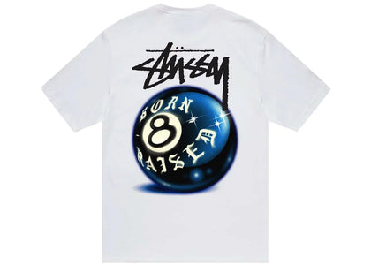 Stussy Born X Raised 8 Ball Tee White - authentic Stussy product
