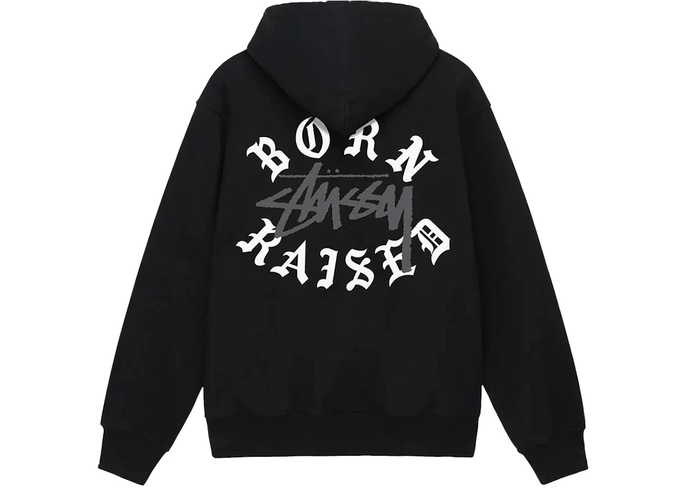 Stussy Born X Raised Logo Zip Hoodie Black - vue 360