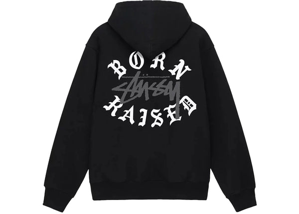 Stussy Born X Raised Logo Zip Hoodie Black