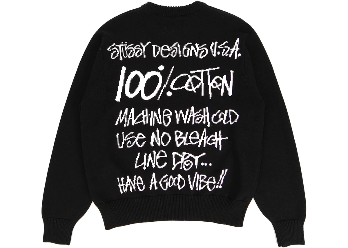 Stussy Care Label Sweater Black - vue secondaire A