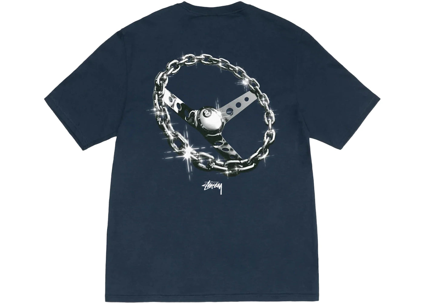 Stussy Chain-Link T-shirt Navy - vue secondaire A