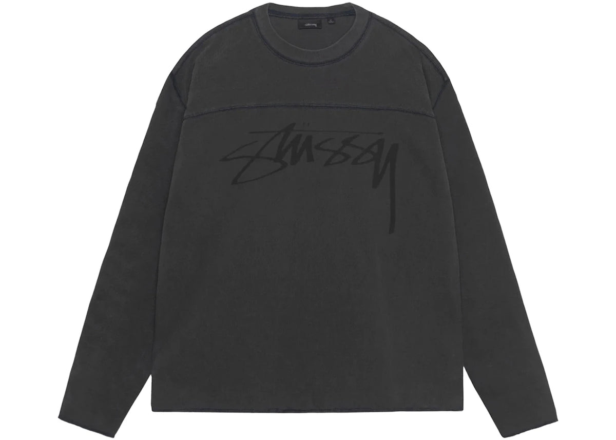 Stussy Cotton Football Pigment Dyed Crew Washed Black - vue secondaire A