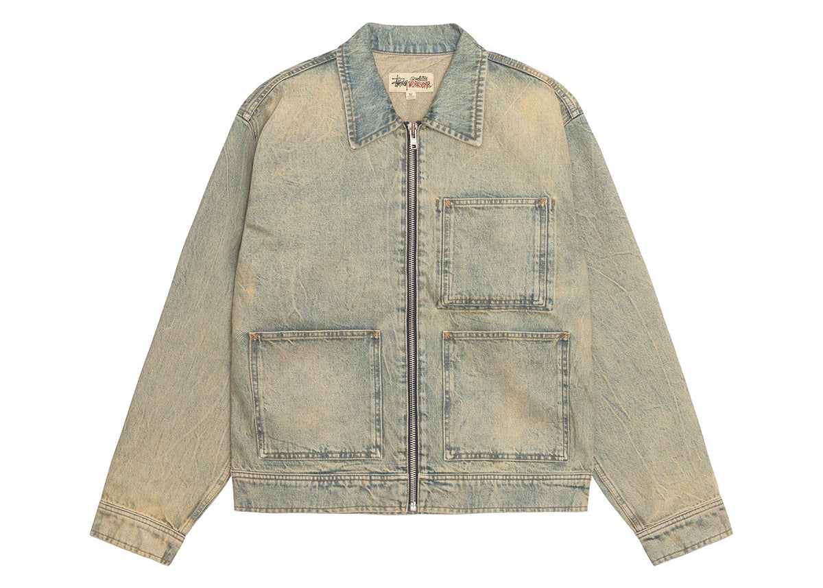 Stussy Denim Zip Work Jacket Beach Wash - vue secondaire A
