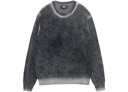 Stussy Faded Cotton Knit Crew Black - authentic Stussy product