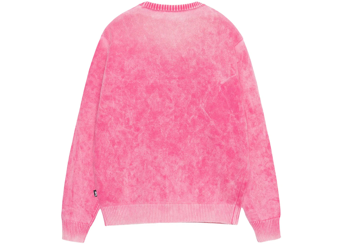 Stussy Faded Cotton Knit Crew Pink - vue secondaire A
