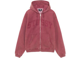 Stussy Faded Graphic Zip Hoodie Burgundy