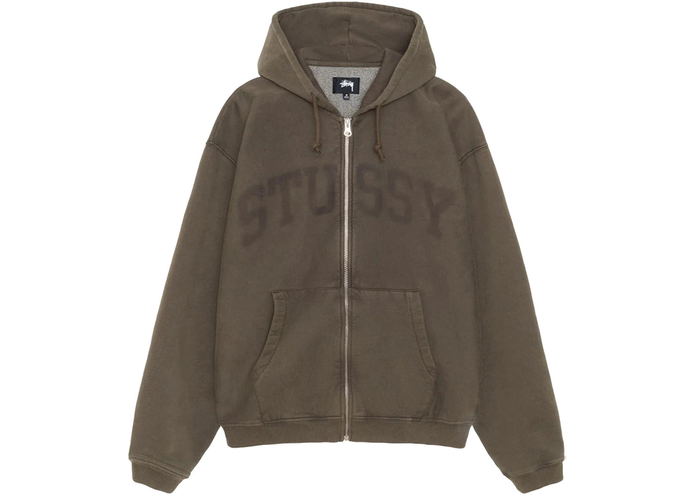Stussy Faded Graphic Zip Hoodie Olive - vue 360