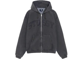 Stussy Faded Graphic Zip Hoodie Washed Black - vue 360