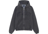 Stussy Faded Graphic Zip Hoodie Washed Black